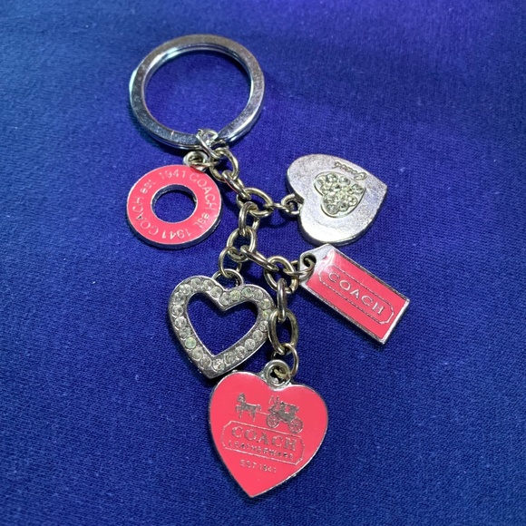 Coach Accessories - Coach Pink and Silver Dangle Key Chain with Hearts!